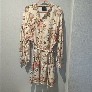 Alex Marie Cream and Pink Floral Long Sleeve Dress